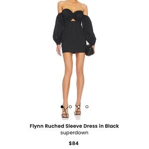 Brand new with tags Flynn Ruched Sleeve Dress in Black size M